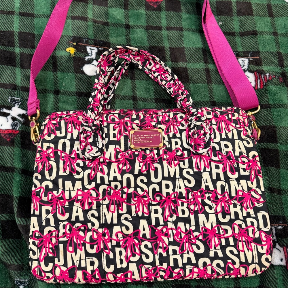 Marc Jacobs Pink and Black Laptop Sleeve Bag